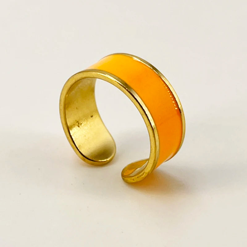 Bunte Emaille Ringe für Frauen aus Edelstahl - Verstellbare offene Ringe - Ästhetischer Damenschmuck - Geschenke für Frauen