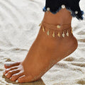Boho Doppel-Layer Fußkettchen für Frauen mit Perlenanhänger und 8-förmigem Strandarmband