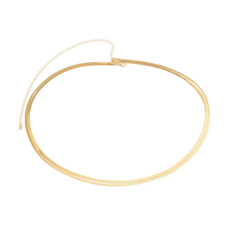 Boho Mehrschichtige flache Schlangenkette Taillenbauchgürtel für Frauen Sommer Strand Bikinis Sexy Körperkette Rave Körperschmuck Accessoires