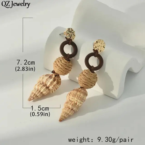 Boho Style Shell Drop Earrings for Women