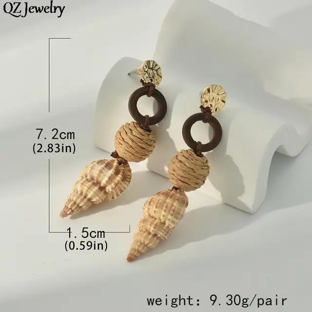 Boho Style Shell Drop Earrings for Women
