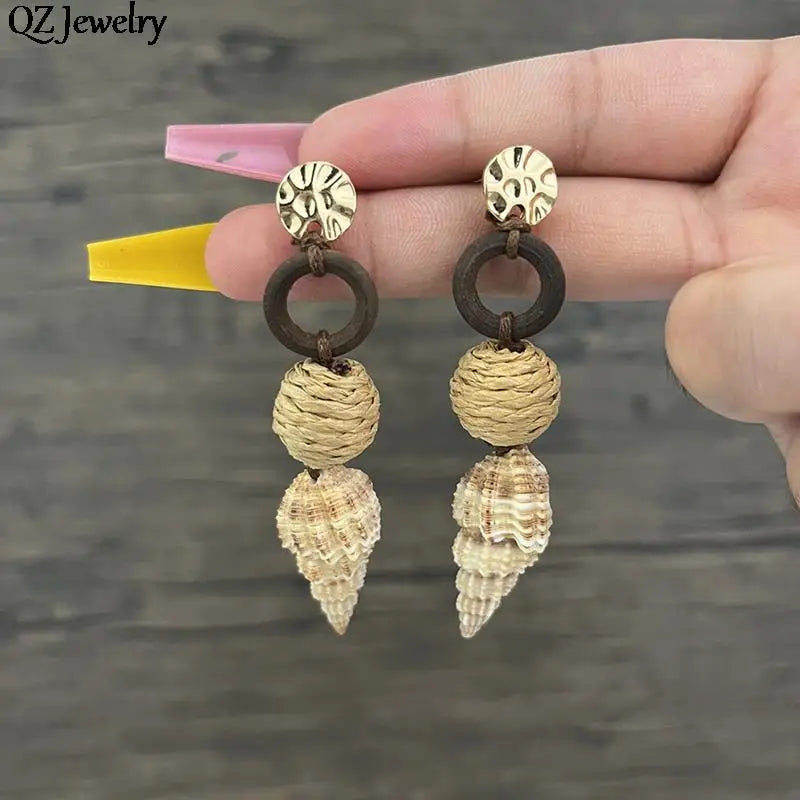 Boho Style Shell Drop Earrings for Women