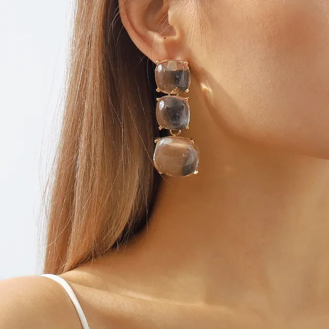 Bunte Jelly Transparente Geometrische Strass Choker Halskette für Frauen Punk Große Quadratische Schlüsselbeinkette Grunge Schmuck