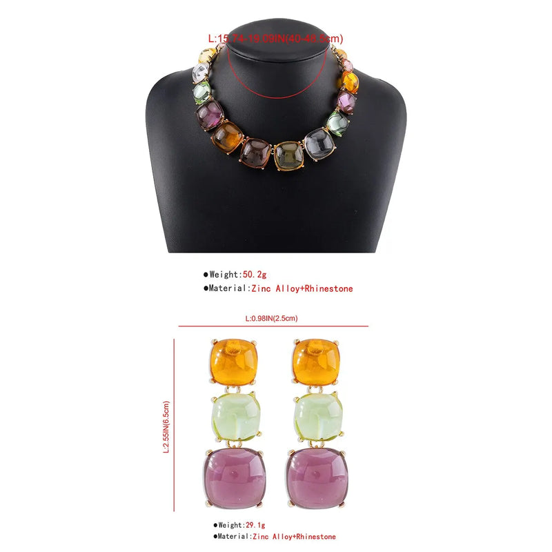 Bunte Jelly Transparente Geometrische Strass Choker Halskette für Frauen Punk Große Quadratische Schlüsselbeinkette Grunge Schmuck