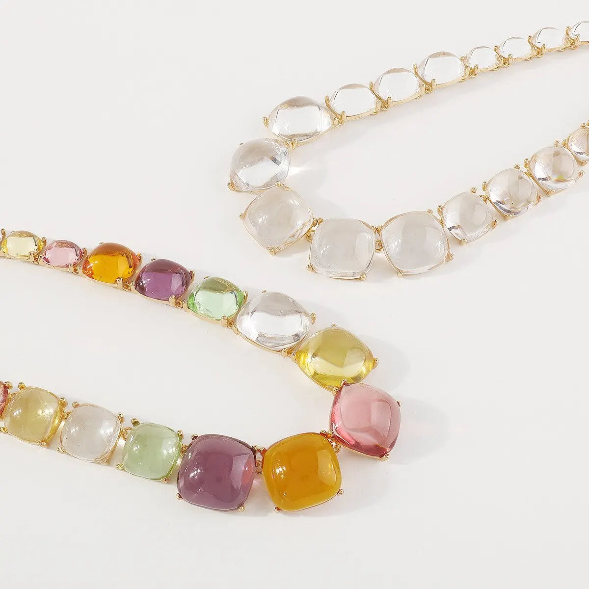 Bunte Jelly Transparente Geometrische Strass Choker Halskette für Frauen Punk Große Quadratische Schlüsselbeinkette Grunge Schmuck