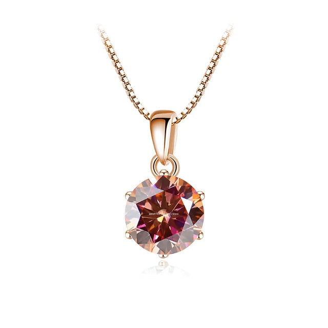 Schmetterlingskuss 6,5 mm 1,0 Karat D Moissanit Halsketten Roségold plattiert Anhänger Original Echte S925 Silberkette Schmuck für Frauen