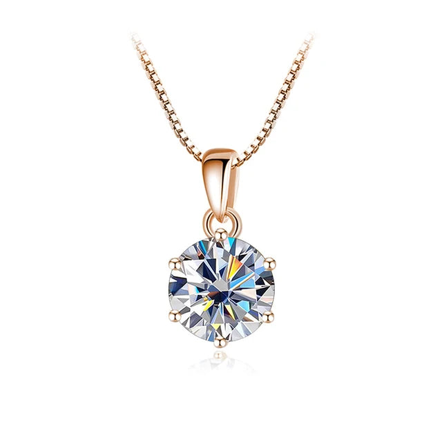 Schmetterlingskuss 6,5 mm 1,0 Karat D Moissanit Halsketten Roségold plattiert Anhänger Original Echte S925 Silberkette Schmuck für Frauen