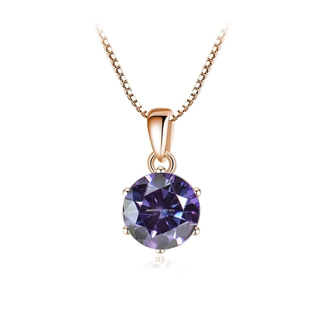 Schmetterlingskuss 6,5 mm 1,0 Karat D Moissanit Halsketten Roségold plattiert Anhänger Original Echte S925 Silberkette Schmuck für Frauen