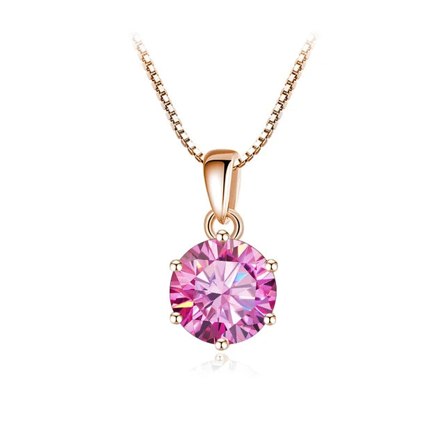 Schmetterlingskuss 6,5 mm 1,0 Karat D Moissanit Halsketten Roségold plattiert Anhänger Original Echte S925 Silberkette Schmuck für Frauen