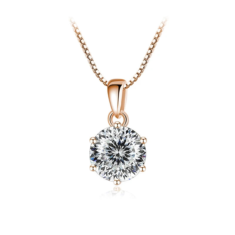 Schmetterlingskuss 6,5 mm 1,0 Karat D Moissanit Halsketten Roségold plattiert Anhänger Original Echte S925 Silberkette Schmuck für Frauen
