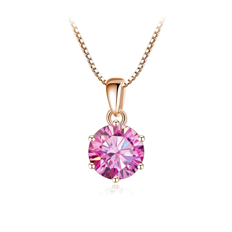 Schmetterlingskuss 6,5 mm 1,0 Karat D Moissanit Halsketten Roségold plattiert Anhänger Original Echte S925 Silberkette Schmuck für Frauen