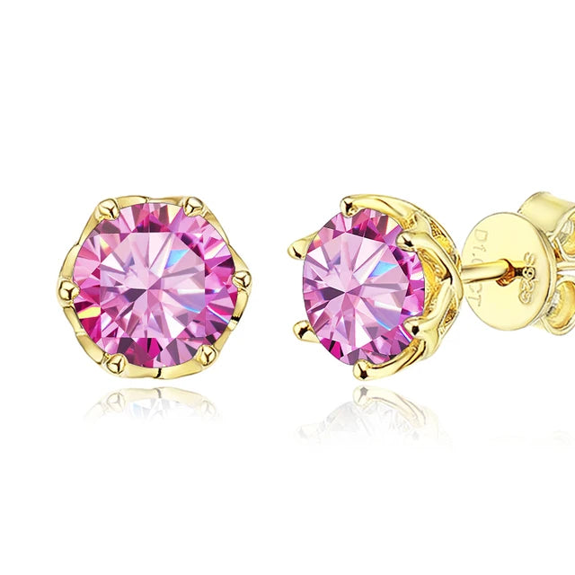 Schmetterlingskuss S925 Sterling Silber vergoldete D-Farbe Moissanit-Ohrstecker für Frauen Hochwertiger funkelnder Hochzeitsschmuck