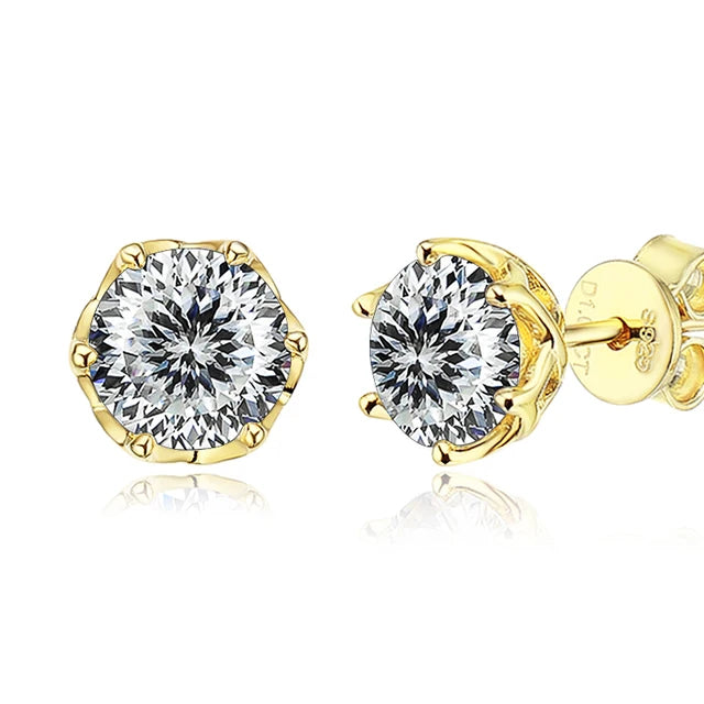 Schmetterlingskuss S925 Sterling Silber vergoldete D-Farbe Moissanit-Ohrstecker für Frauen Hochwertiger funkelnder Hochzeitsschmuck