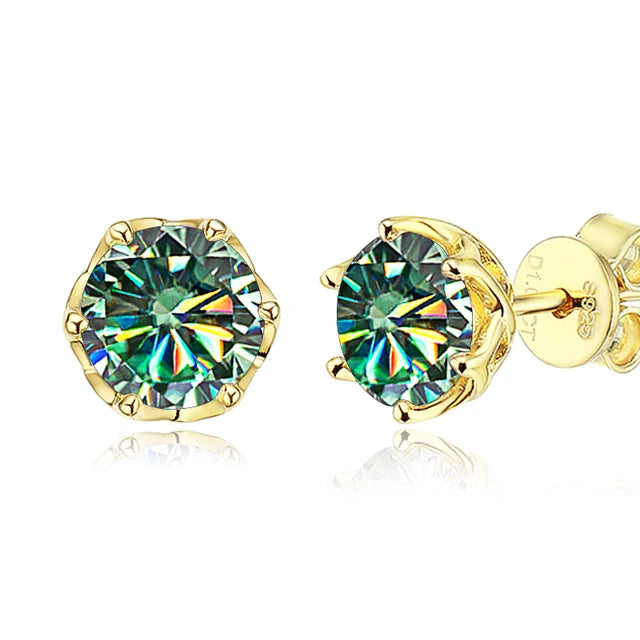 Schmetterlingskuss S925 Sterling Silber vergoldete D-Farbe Moissanit-Ohrstecker für Frauen Hochwertiger funkelnder Hochzeitsschmuck