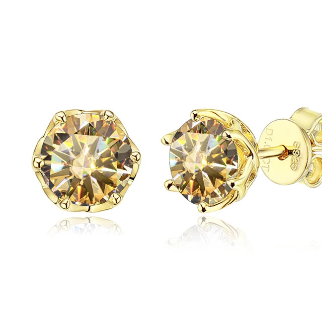 Schmetterlingskuss S925 Sterling Silber vergoldete D-Farbe Moissanit-Ohrstecker für Frauen Hochwertiger funkelnder Hochzeitsschmuck