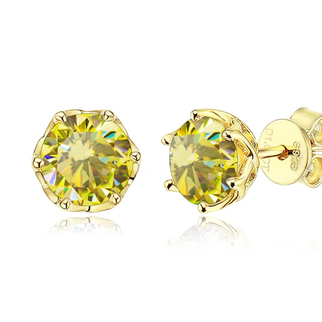 Schmetterlingskuss S925 Sterling Silber vergoldete D-Farbe Moissanit-Ohrstecker für Frauen Hochwertiger funkelnder Hochzeitsschmuck