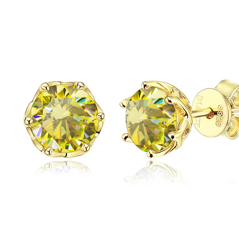 Schmetterlingskuss S925 Sterling Silber vergoldete D-Farbe Moissanit-Ohrstecker für Frauen Hochwertiger funkelnder Hochzeitsschmuck