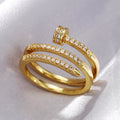 Modischer Fingerring für Mädchen mit coolem Nageldesign und funkelnden Zirkonia-Steinen - Accessoires im Punk-Stil für Frauen