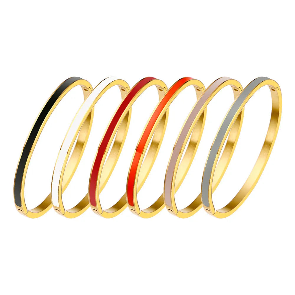 Edelstahl Armbänder Armreifen | Modischer Emaille Armband Armreif