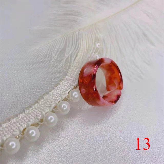 Süße, verstellbare Harzringe in Retro-Geometrie für Mädchenparty-Schmuck