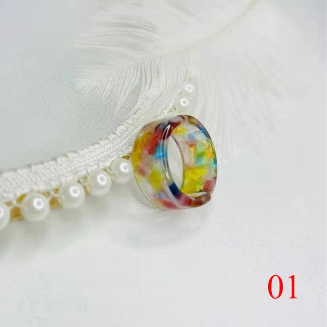 Süße, verstellbare Harzringe in Retro-Geometrie für Mädchenparty-Schmuck