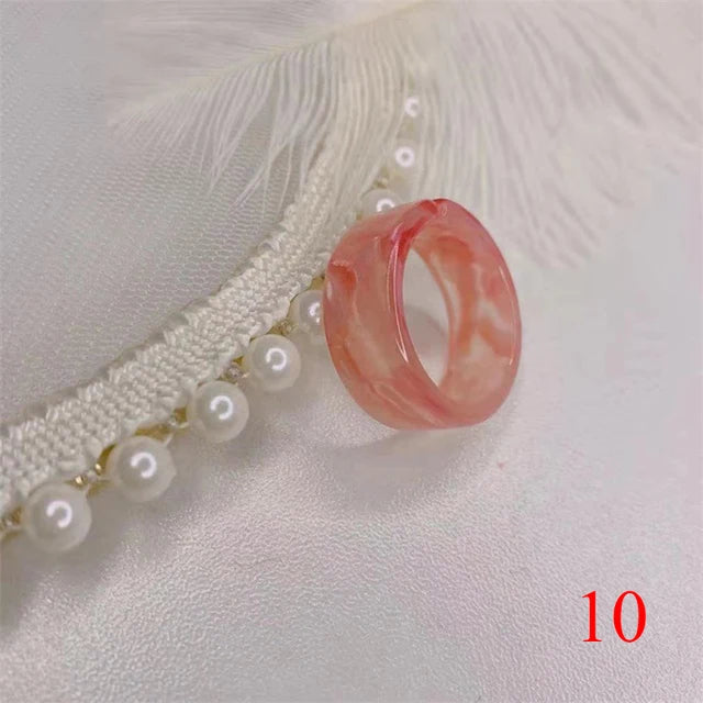 Süße, verstellbare Harzringe in Retro-Geometrie für Mädchenparty-Schmuck