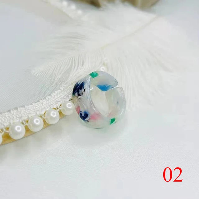 Süße, verstellbare Harzringe in Retro-Geometrie für Mädchenparty-Schmuck