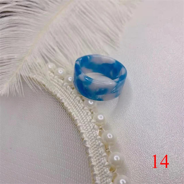 Süße, verstellbare Harzringe in Retro-Geometrie für Mädchenparty-Schmuck