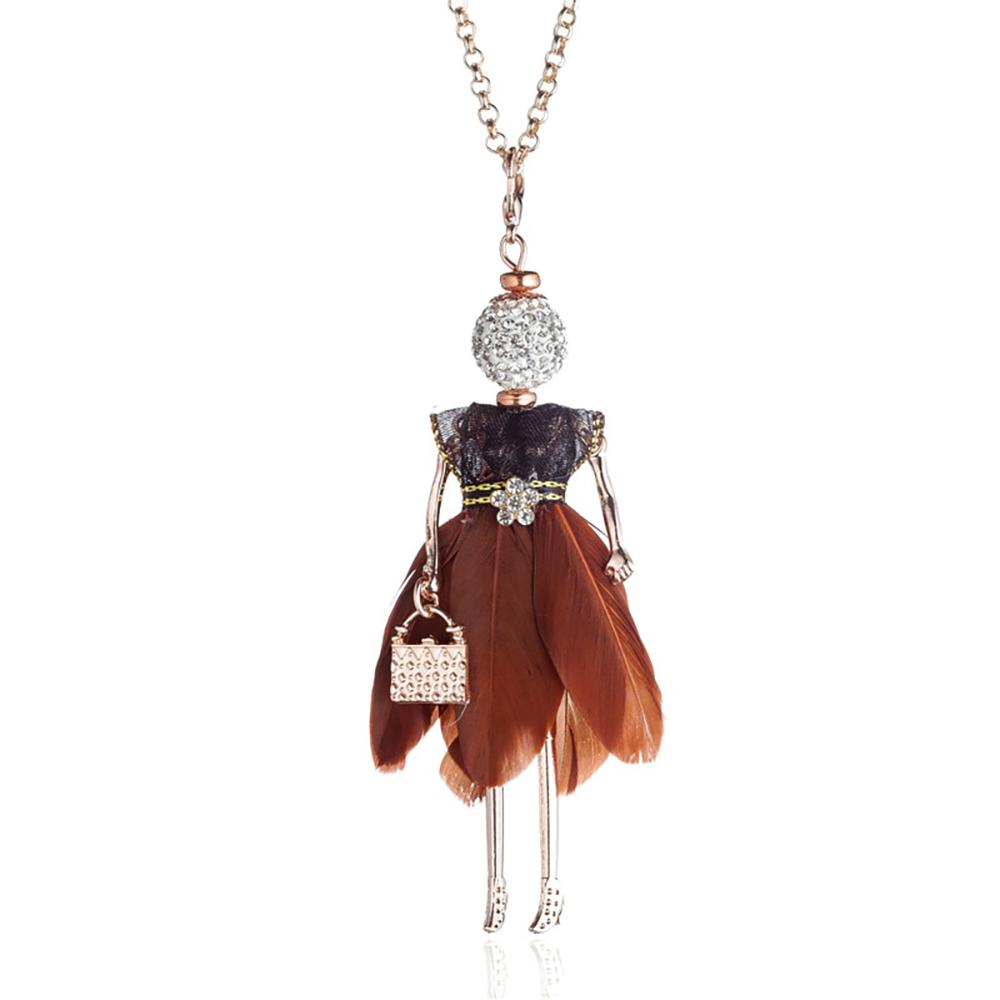 Charmante Puppen Mit Strass Und Farbenfrohen Federn Fashionista Long Halskette