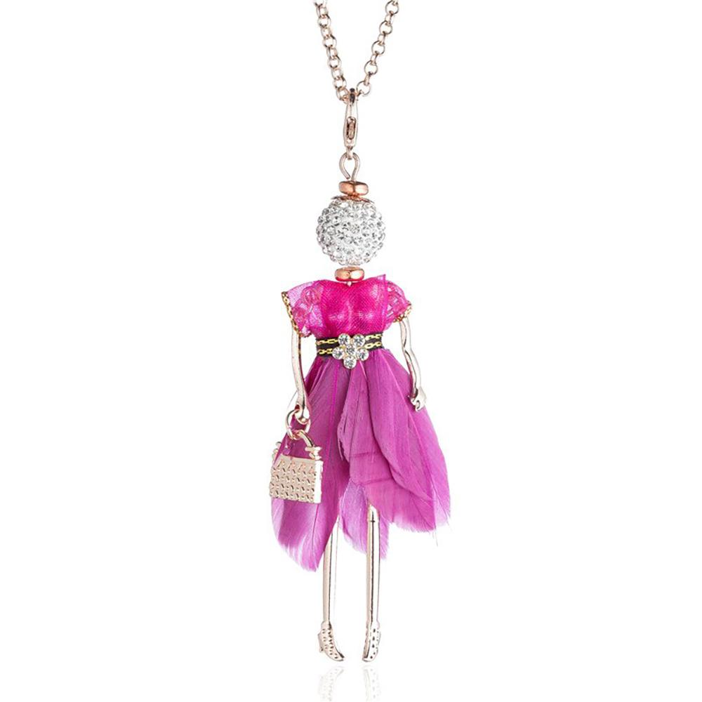 Charmante Puppen Mit Strass Und Farbenfrohen Federn Fashionista Long Halskette
