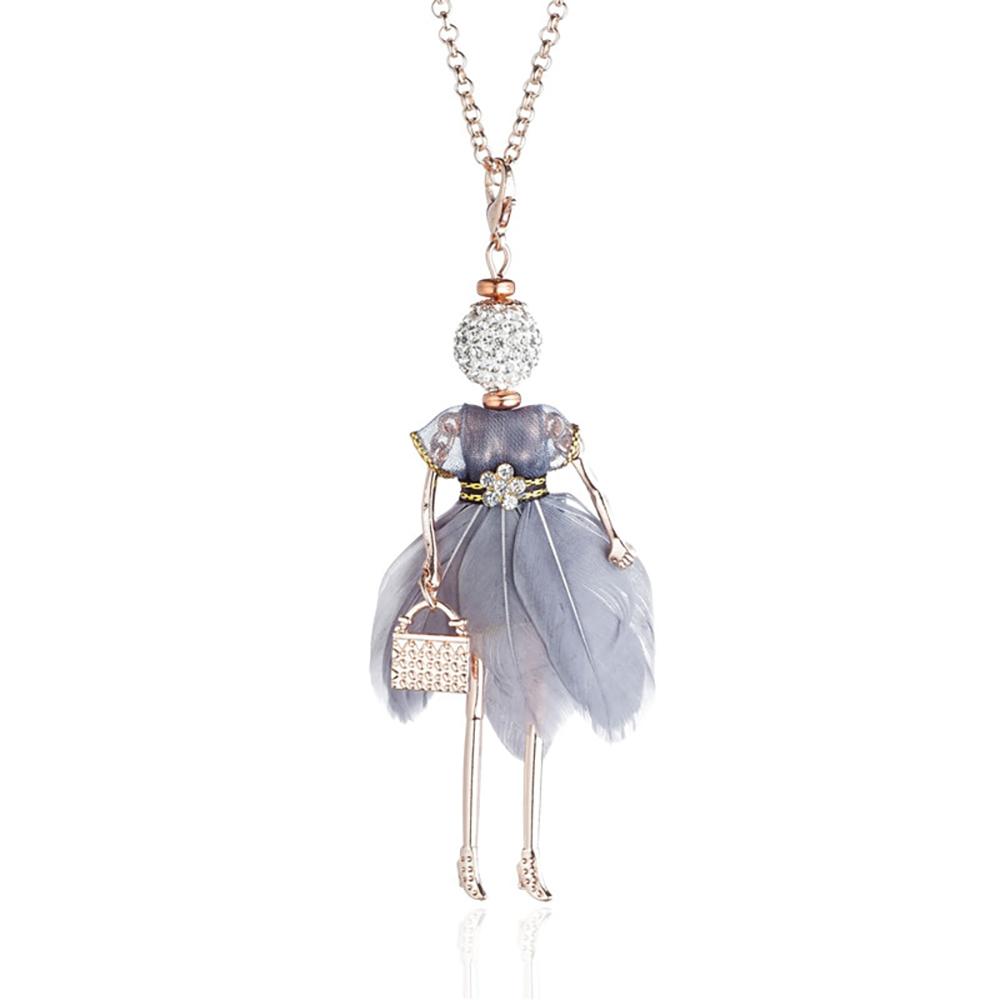 Charmante Puppen Mit Strass Und Farbenfrohen Federn Fashionista Long Halskette