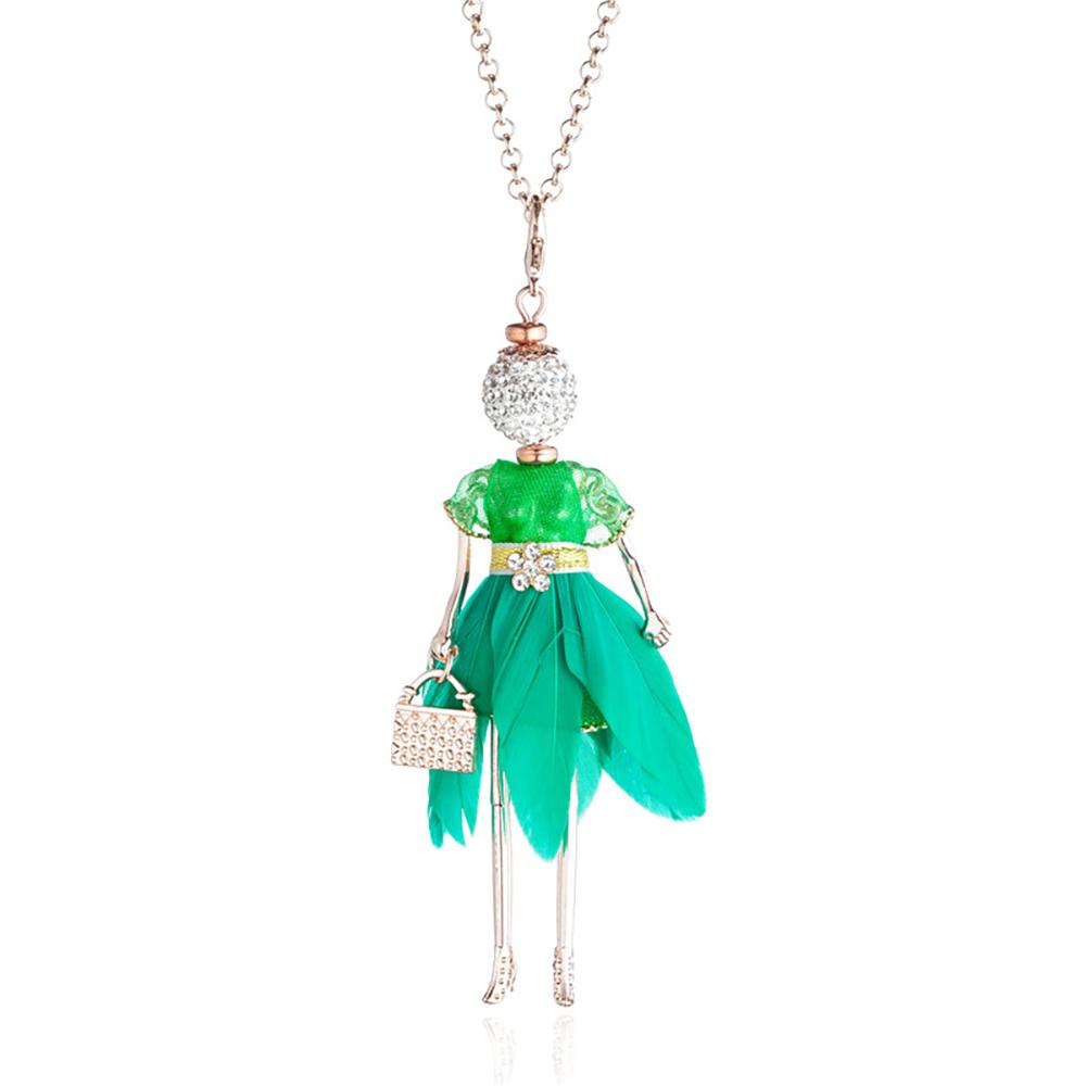 Charmante Puppen Mit Strass Und Farbenfrohen Federn Fashionista Long Halskette