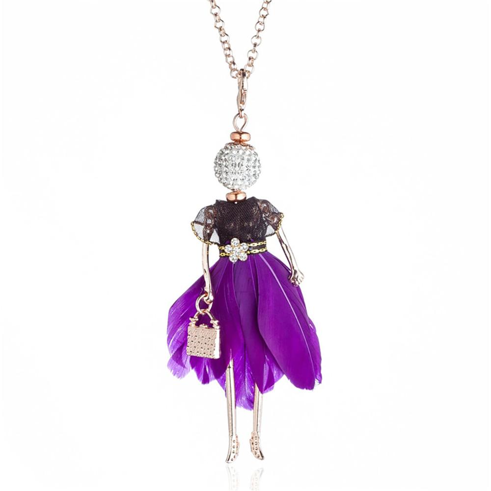 Charmante Puppen Mit Strass Und Farbenfrohen Federn Fashionista Long Halskette