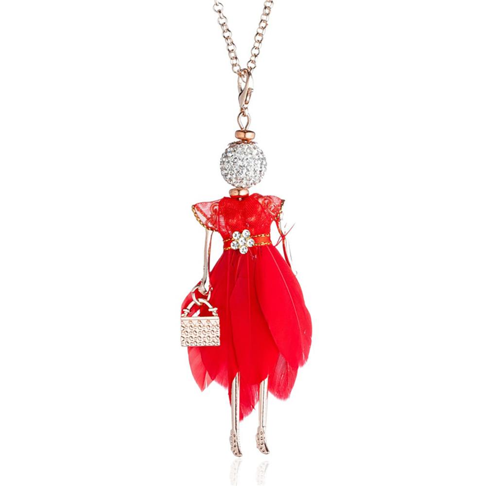 Charmante Puppen Mit Strass Und Farbenfrohen Federn Fashionista Long Halskette
