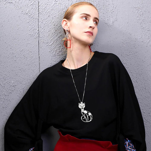 Schicke Katze Katze Long Statement Halskette