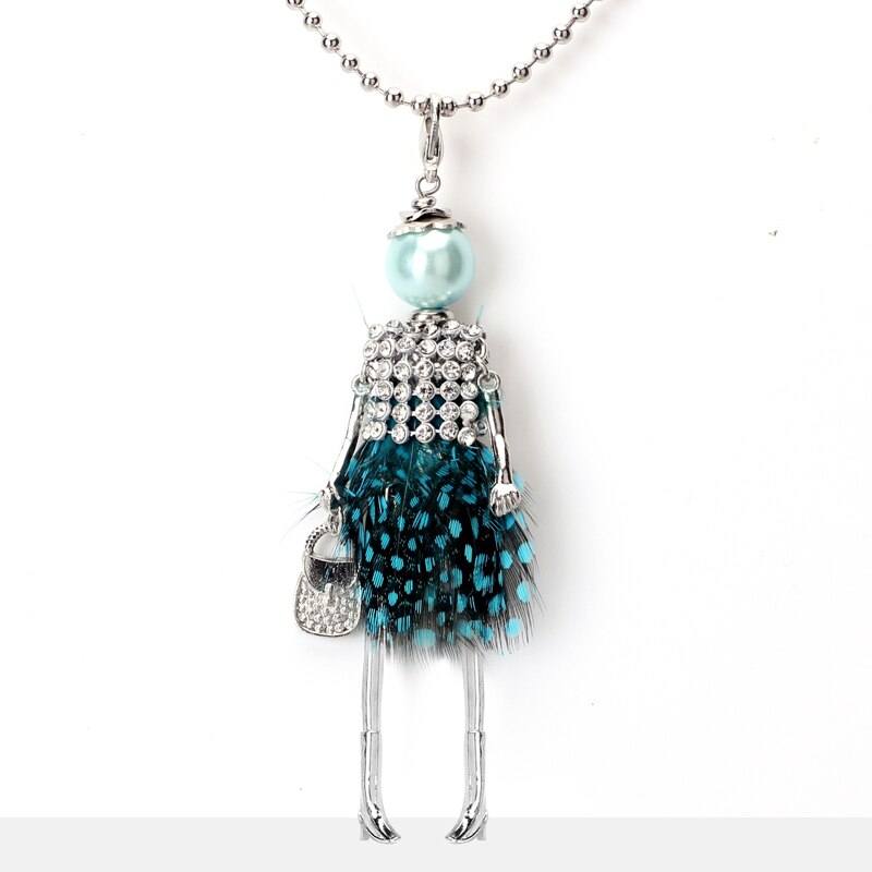 Chic Strass Und Feather Fashionista Halskette Puppen