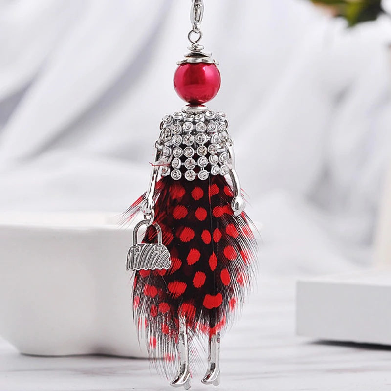 Chic Strass Und Feather Fashionista Halskette Puppen