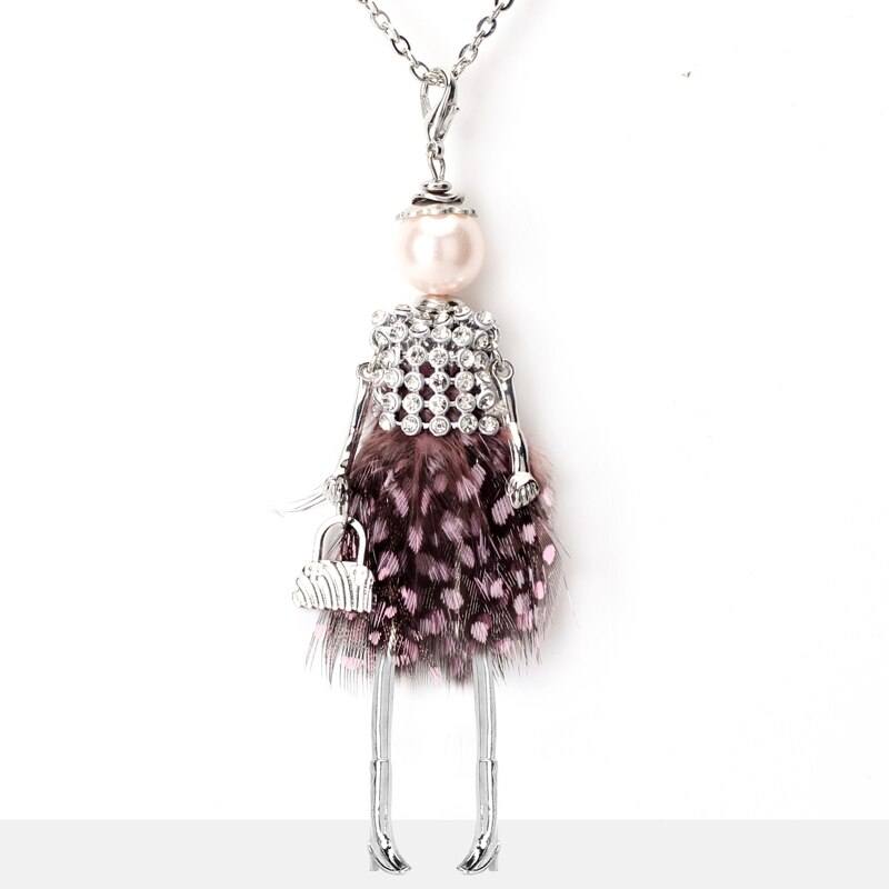 Chic Strass Und Feather Fashionista Halskette Puppen