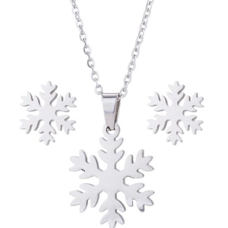 Weihnachtsschneeflake Set Von Halskette Und Ohrringen