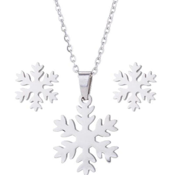 Weihnachtsschneeflake Set Von Halskette Und Ohrringen