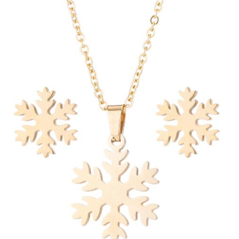 Weihnachtsschneeflake Set Von Halskette Und Ohrringen