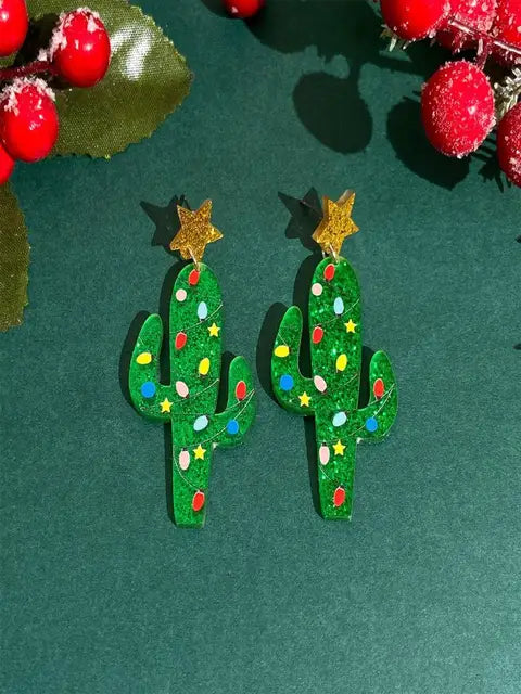 Weihnachtsbaum Alpaka Dinosaurier Kaktus Lebkuchenmann Ohrringe Acryl Weihnachts Ohrringe Großhandel
