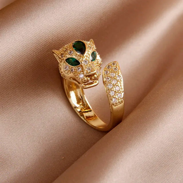 Eleganter Leopard-Kristallring für Damen - Perfekt für Partys und den täglichen Gebrauch