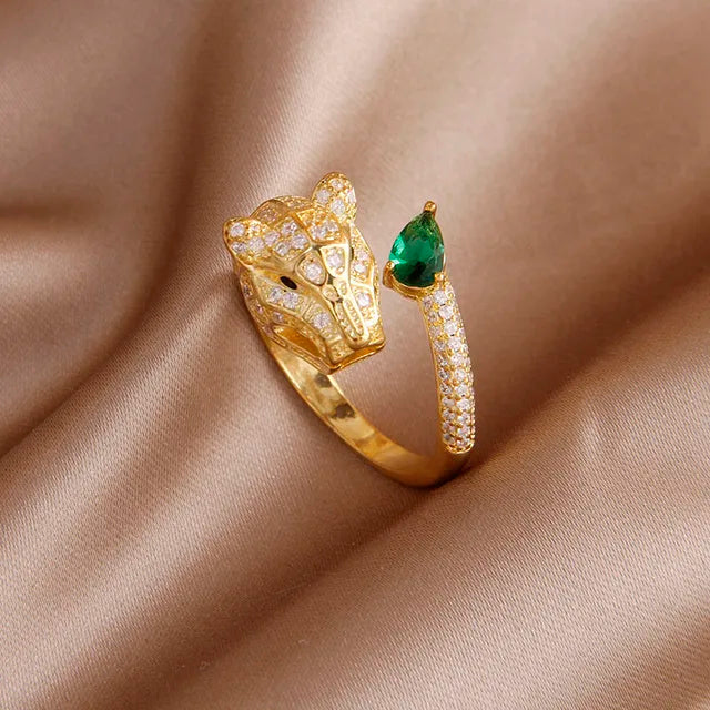 Eleganter Leopard-Kristallring für Damen - Perfekt für Partys und den täglichen Gebrauch