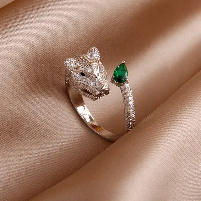 Eleganter Leopard-Kristallring für Damen - Perfekt für Partys und den täglichen Gebrauch