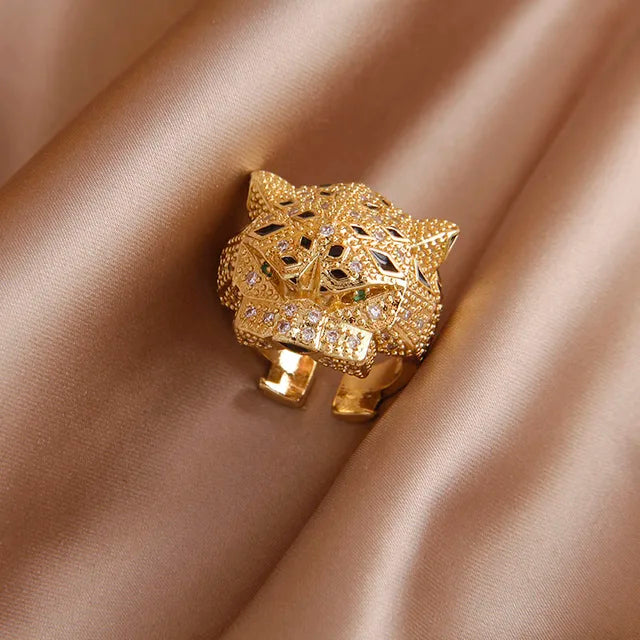 Eleganter Leopard-Kristallring für Damen - Perfekt für Partys und den täglichen Gebrauch