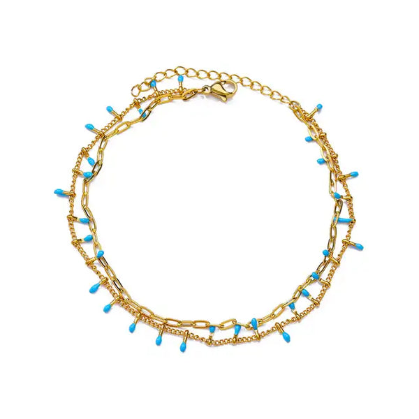 Bunte Boho Drops Fußkettchen für Frauen Goldfarbenes Edelstahl Fußkettchen Luxuriöser Hochzeitsschmuck Geschenk Kostenloser Versand