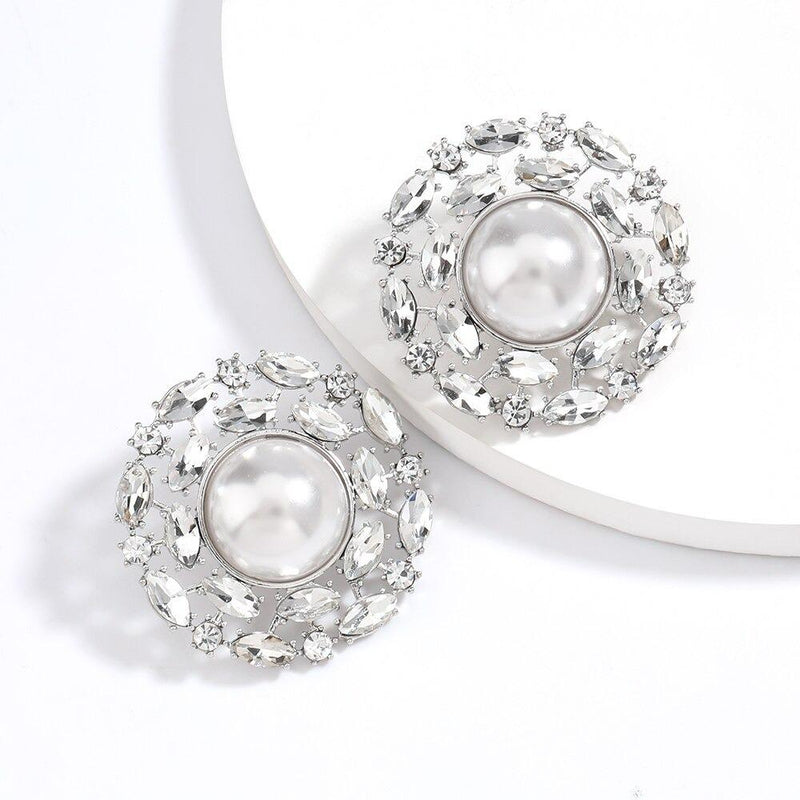 Buntes Strassstein Verschönerte Große Bolzen Ohrringe