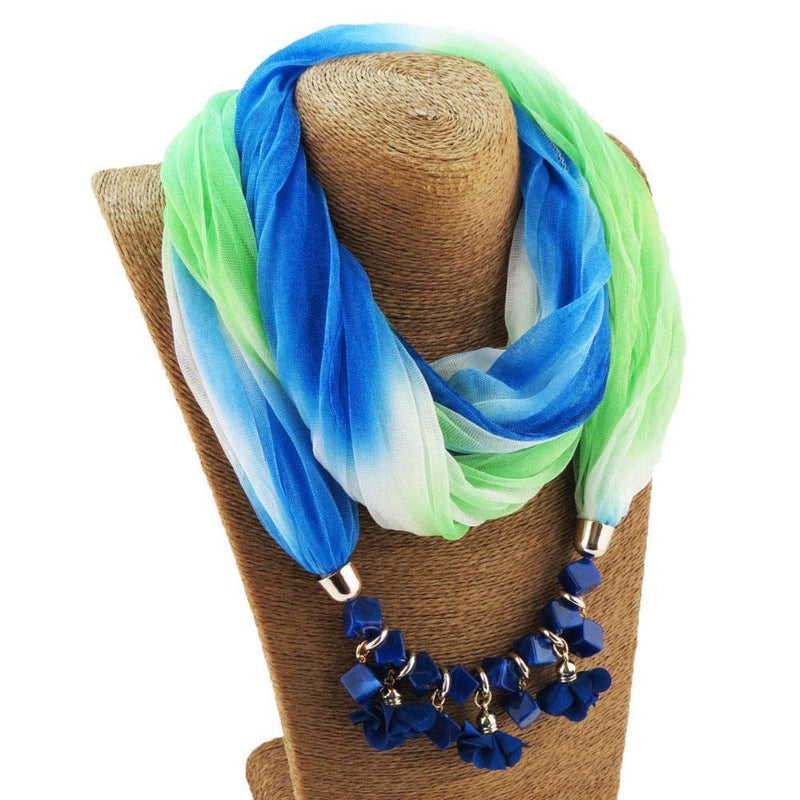 Buntes Sommer Chiffon Schal Mit Geometrischen Blumenperlen