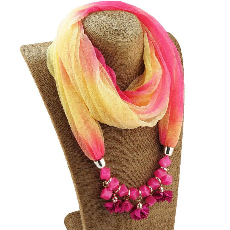 Buntes Sommer Chiffon Schal Mit Geometrischen Blumenperlen